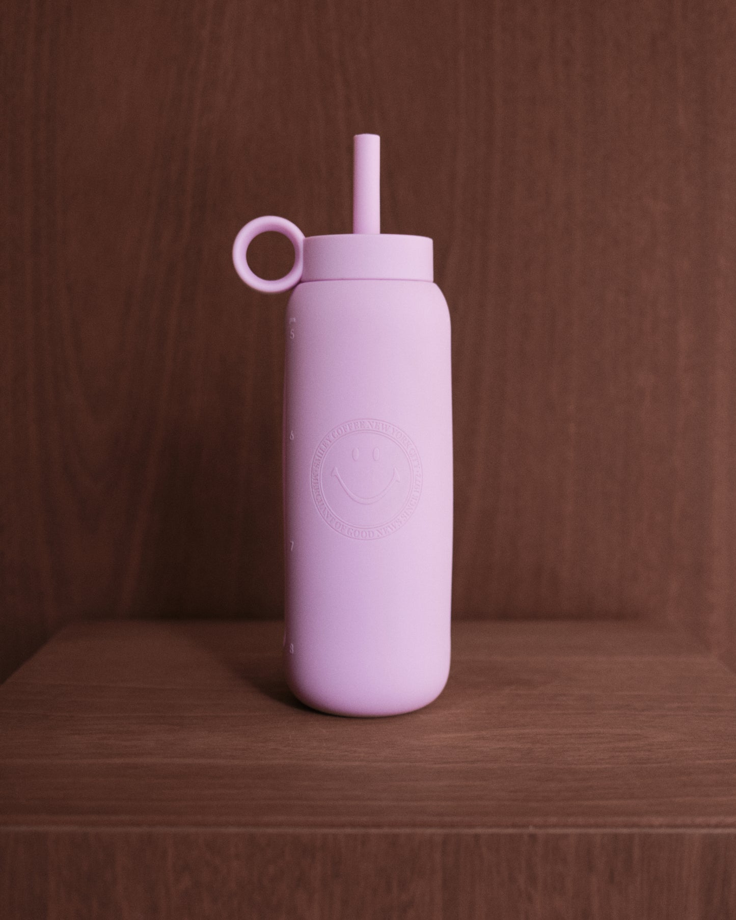 SMILEY COFFEE WATER BOTTLE STRAW LID